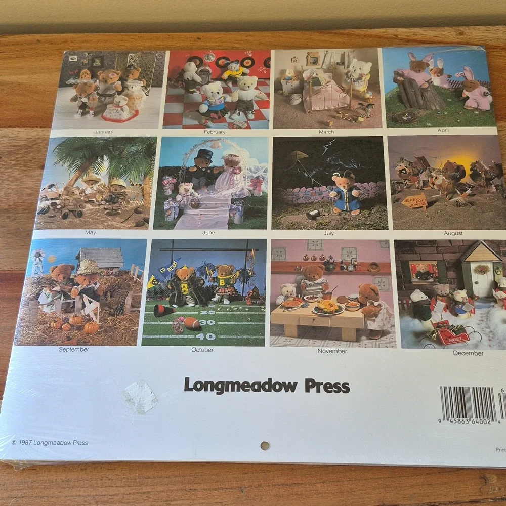 Vintage 80's Teddy Bear Calendar Set - 1 Sealed